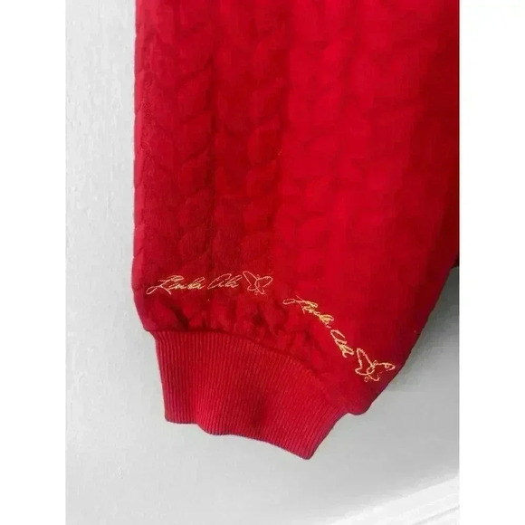 Laila Ali Red Cable Knit Sweater, Large - Picture 3 of 6